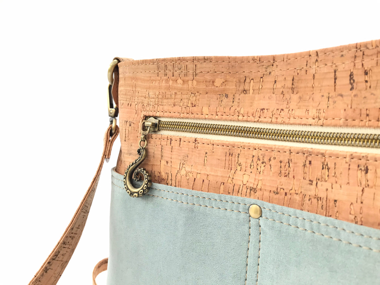 Cork Crossbody bag with Octopus Details