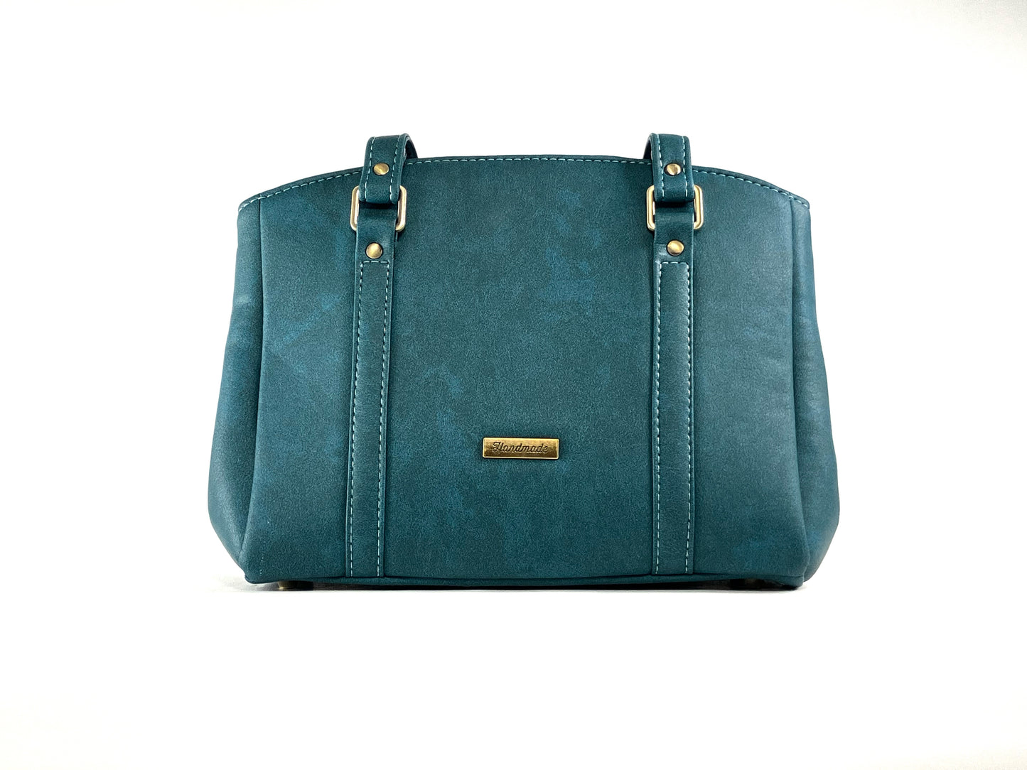 Teal Shoulder Bag – Graceful Structure with Zipper Top