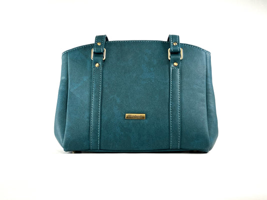 Teal Shoulder Bag – Graceful Structure with Zipper Top