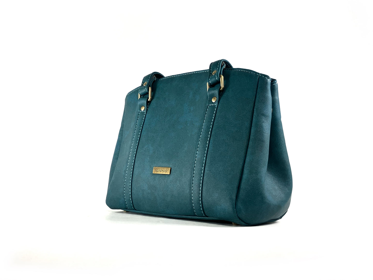 Teal Shoulder Bag – Graceful Structure with Zipper Top
