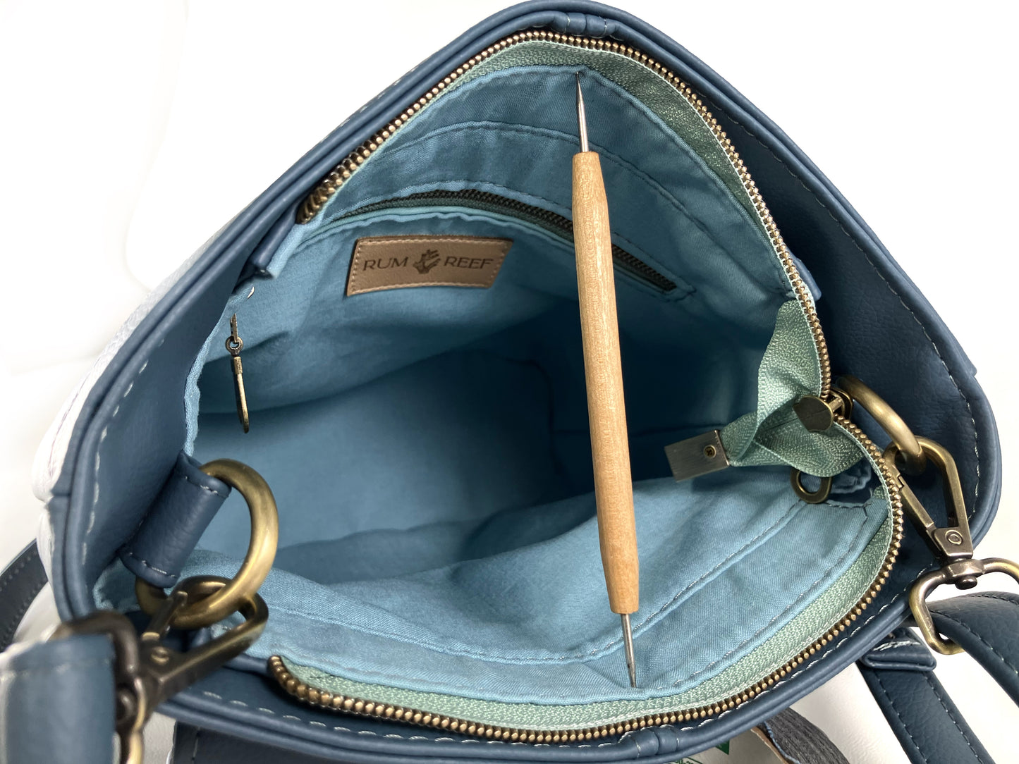 Deep Blue Crossbody with Floral Detail