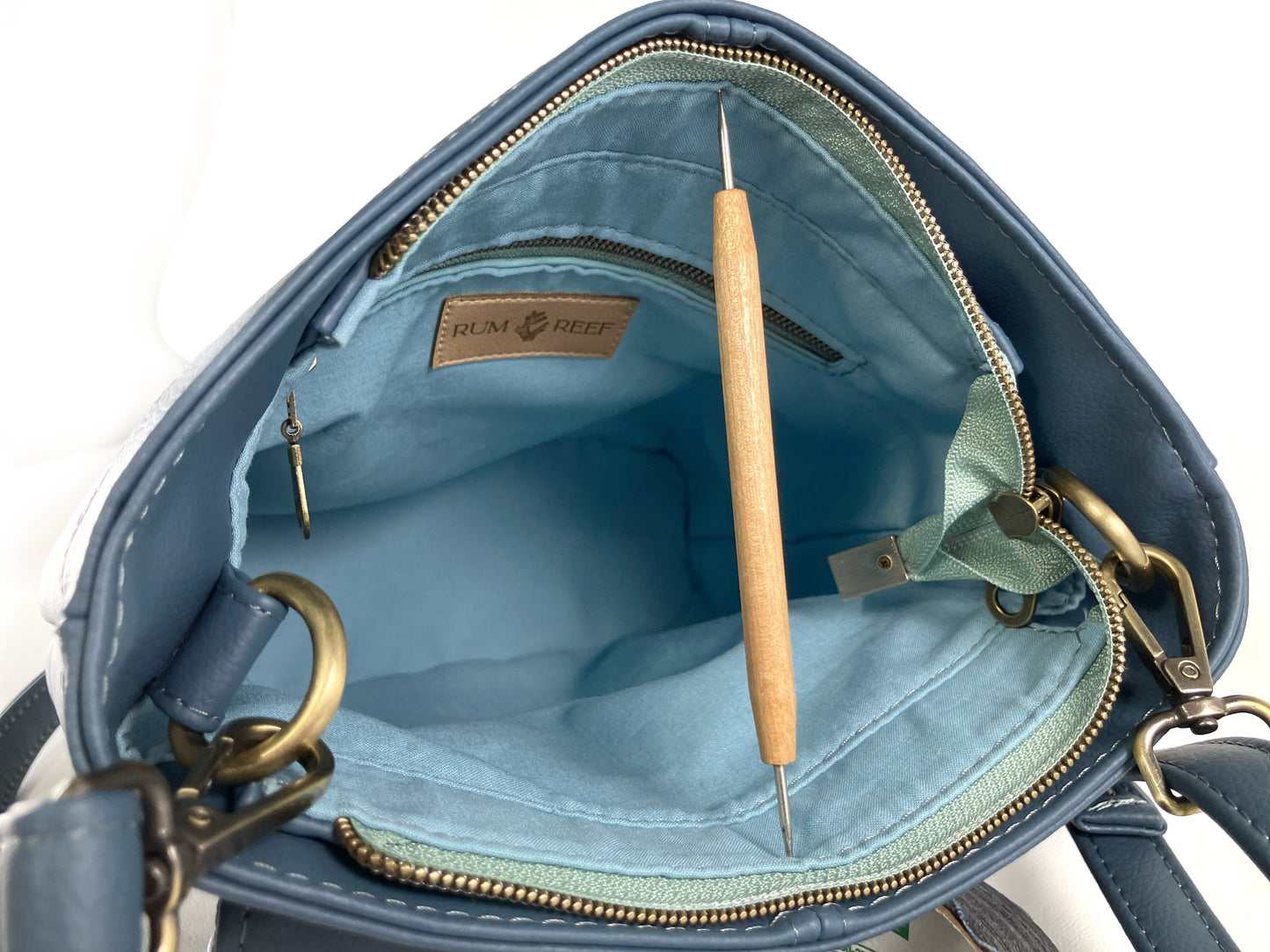 Deep Blue Crossbody with Floral Detail