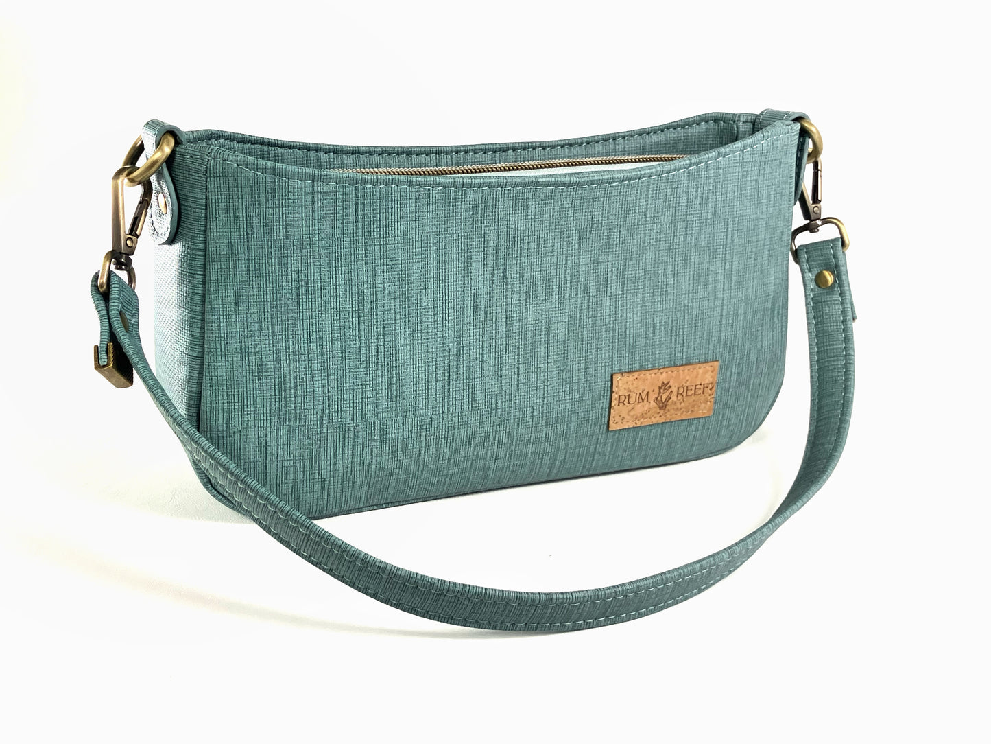 Small muted aqua shoulder or crossbody bag