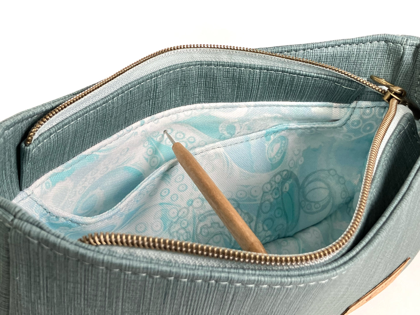 Small muted aqua shoulder or crossbody bag