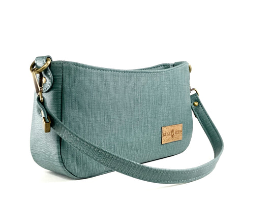 Small muted aqua shoulder or crossbody bag