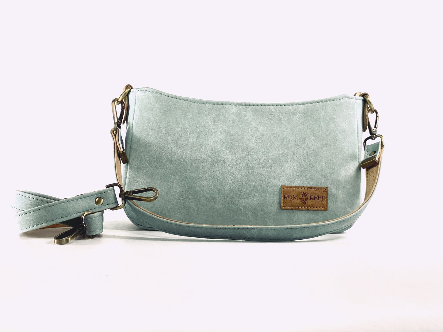 Light Aqua Textured Shoulder Bag with Crossbody Strap