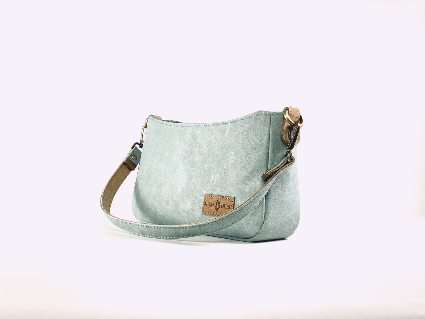 Light Aqua Textured Shoulder Bag with Crossbody Strap