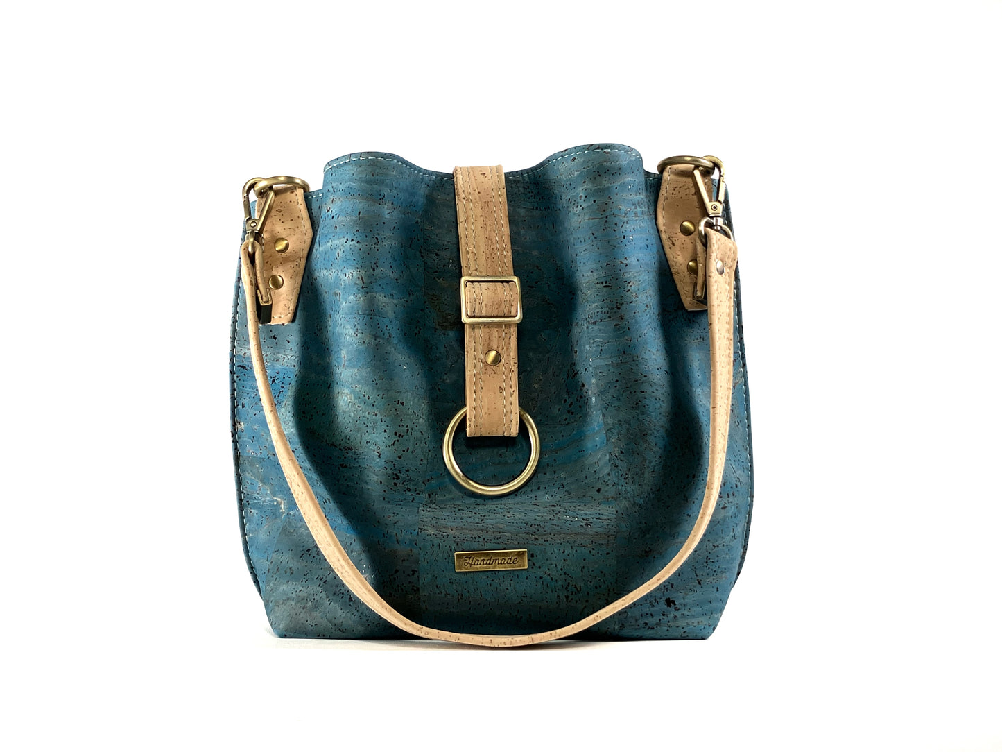 Slouchy Cork Shoulder Bag with Octopus Lining