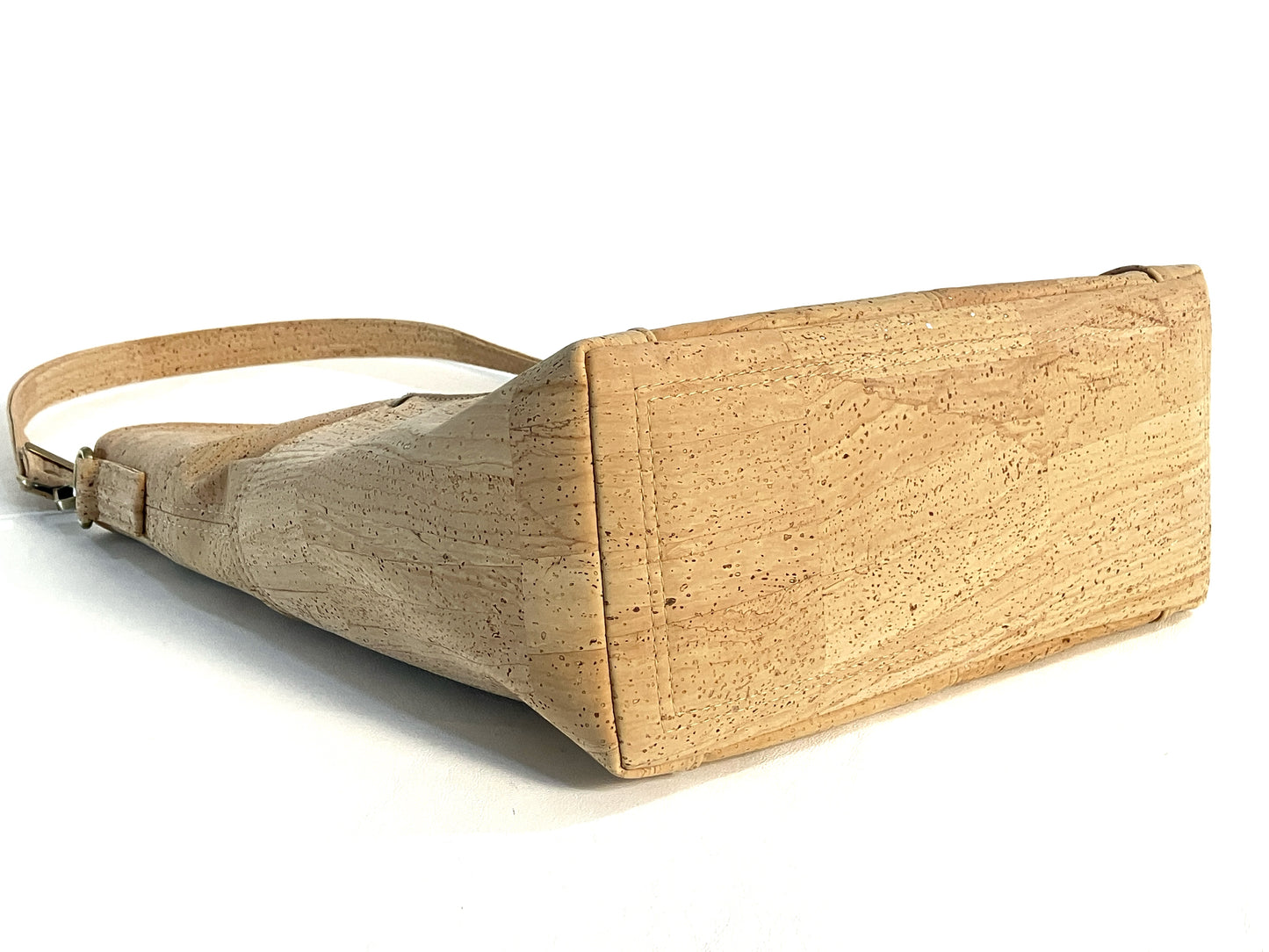 Large Natural Cork Shoulder Bag with Watercolor Lining