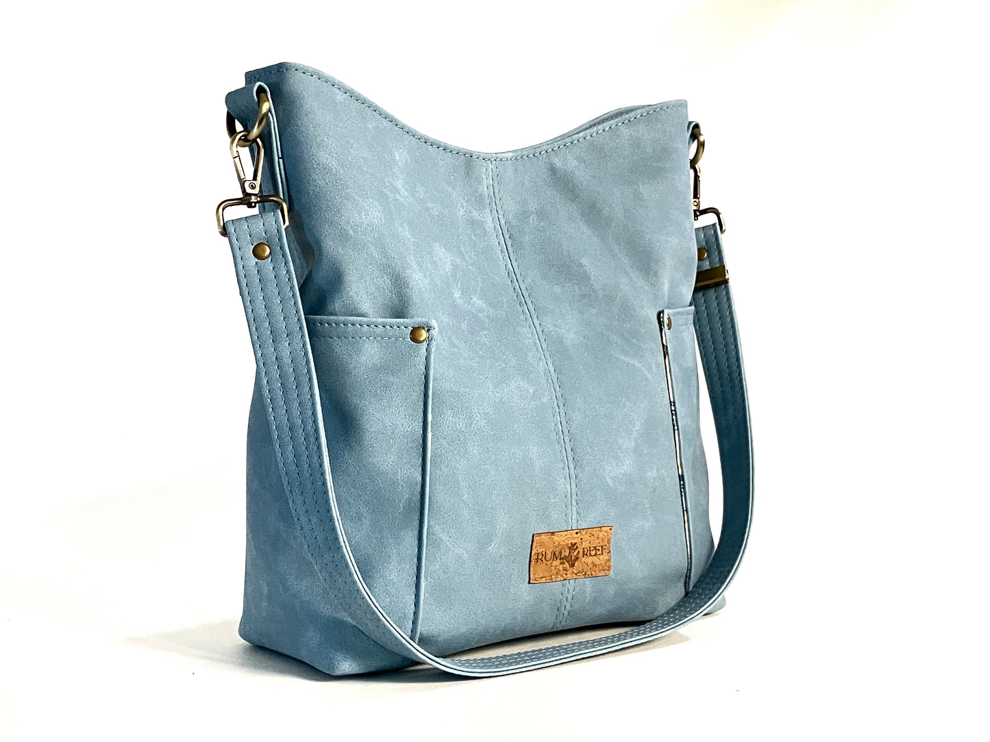 Rainy Blue Bucket Bag with Curious Reef Creatures Lining