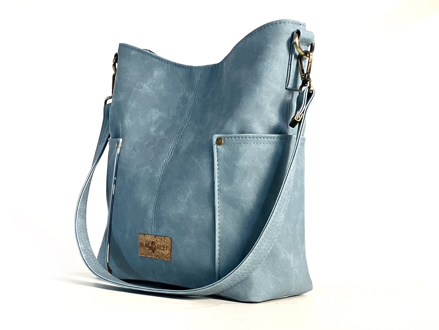Rainy Blue Bucket Bag with Curious Reef Creatures Lining