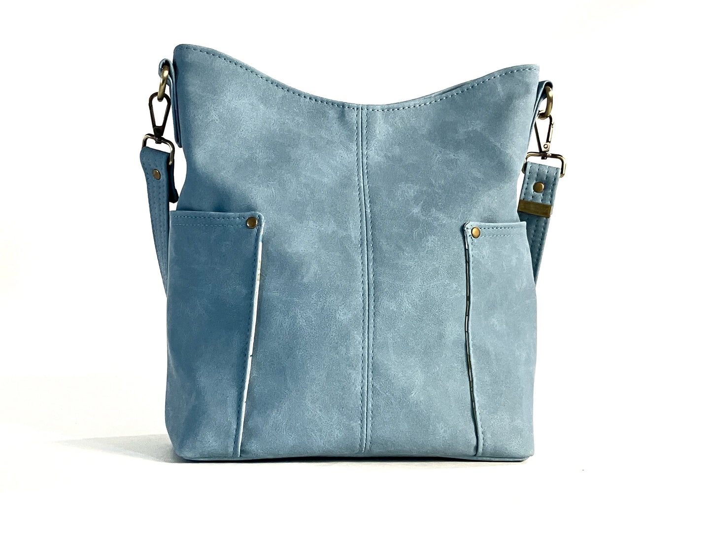 Rainy Blue Bucket Bag with Curious Reef Creatures Lining