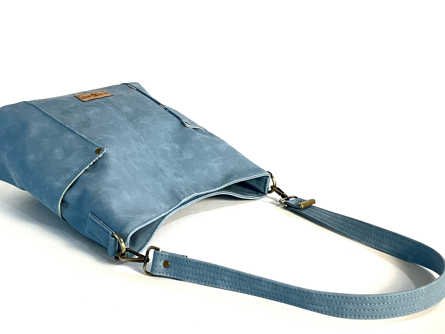 Rainy Blue Bucket Bag with Curious Reef Creatures Lining