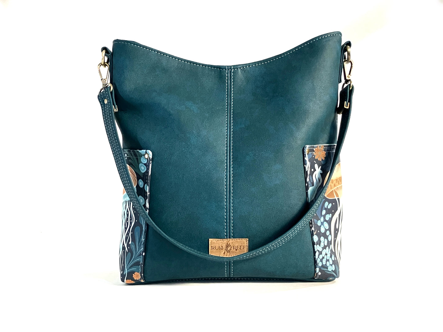 Teal Bucket Bag with Jellyfish