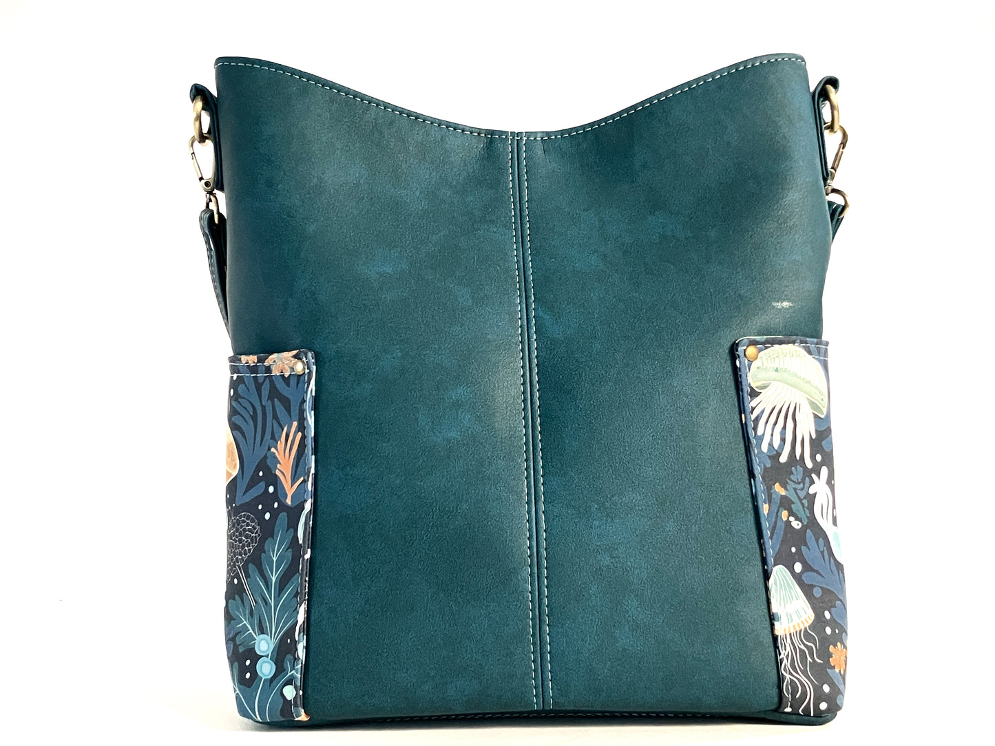 Teal Bucket Bag with Jellyfish