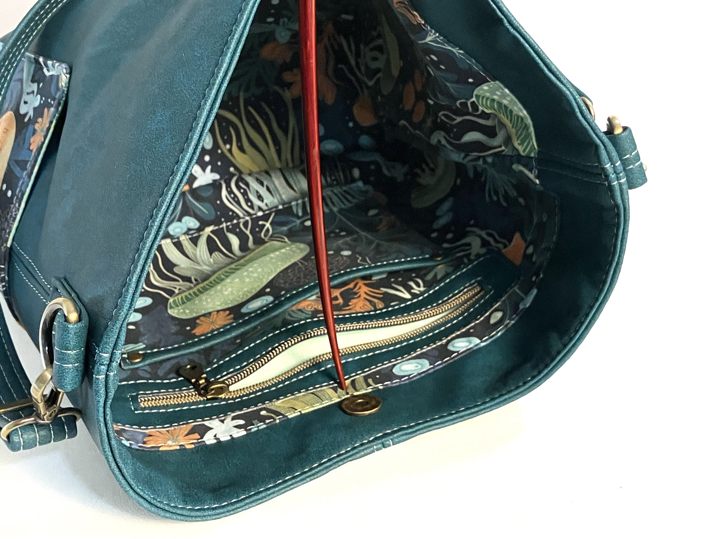 Teal Bucket Bag with Jellyfish