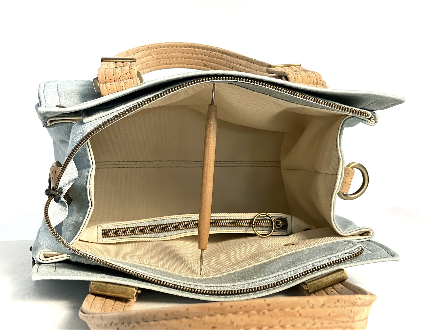 Seasalt Suede Handbag or Crossbody bag with double exterior zippers