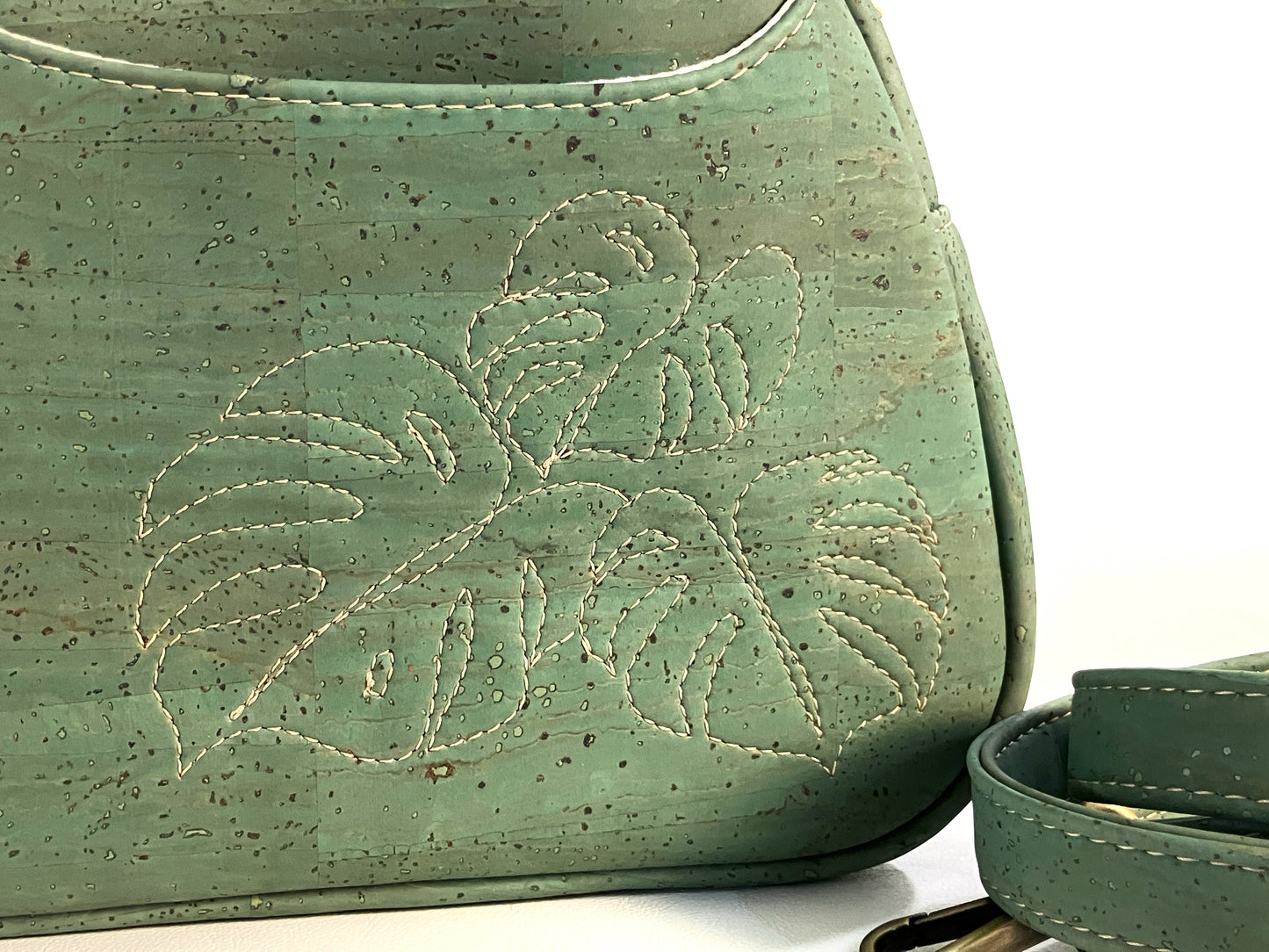 Mini Bowler Bag with Monstera Leaf Details