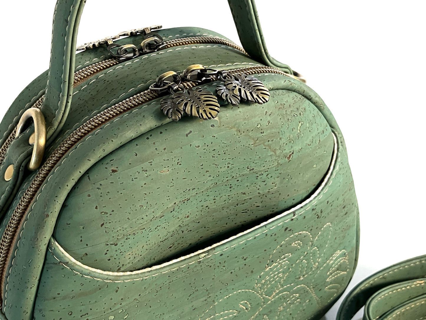 Mini Bowler Bag with Monstera Leaf Details