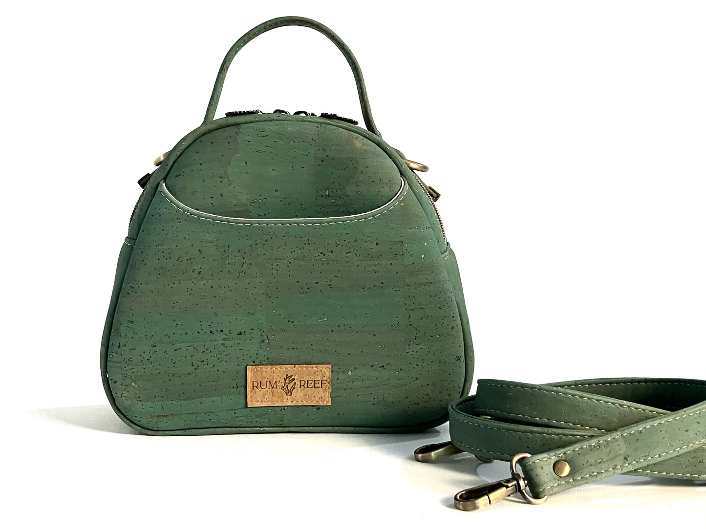Mini Bowler Bag with Monstera Leaf Details