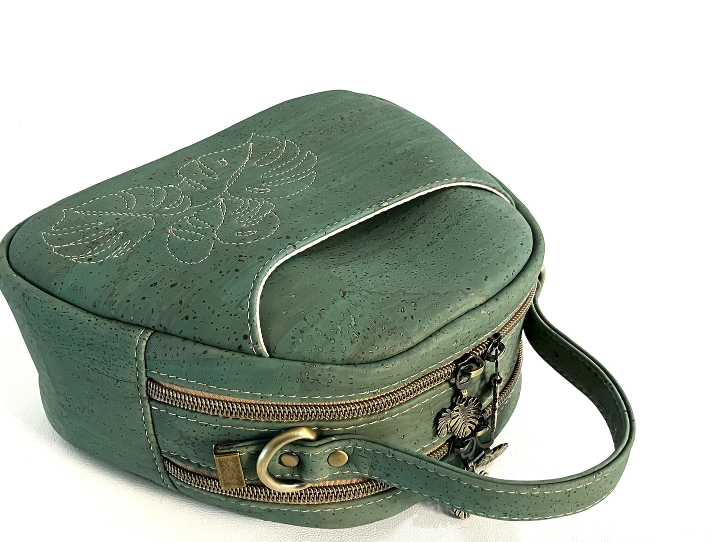 Mini Bowler Bag with Monstera Leaf Details