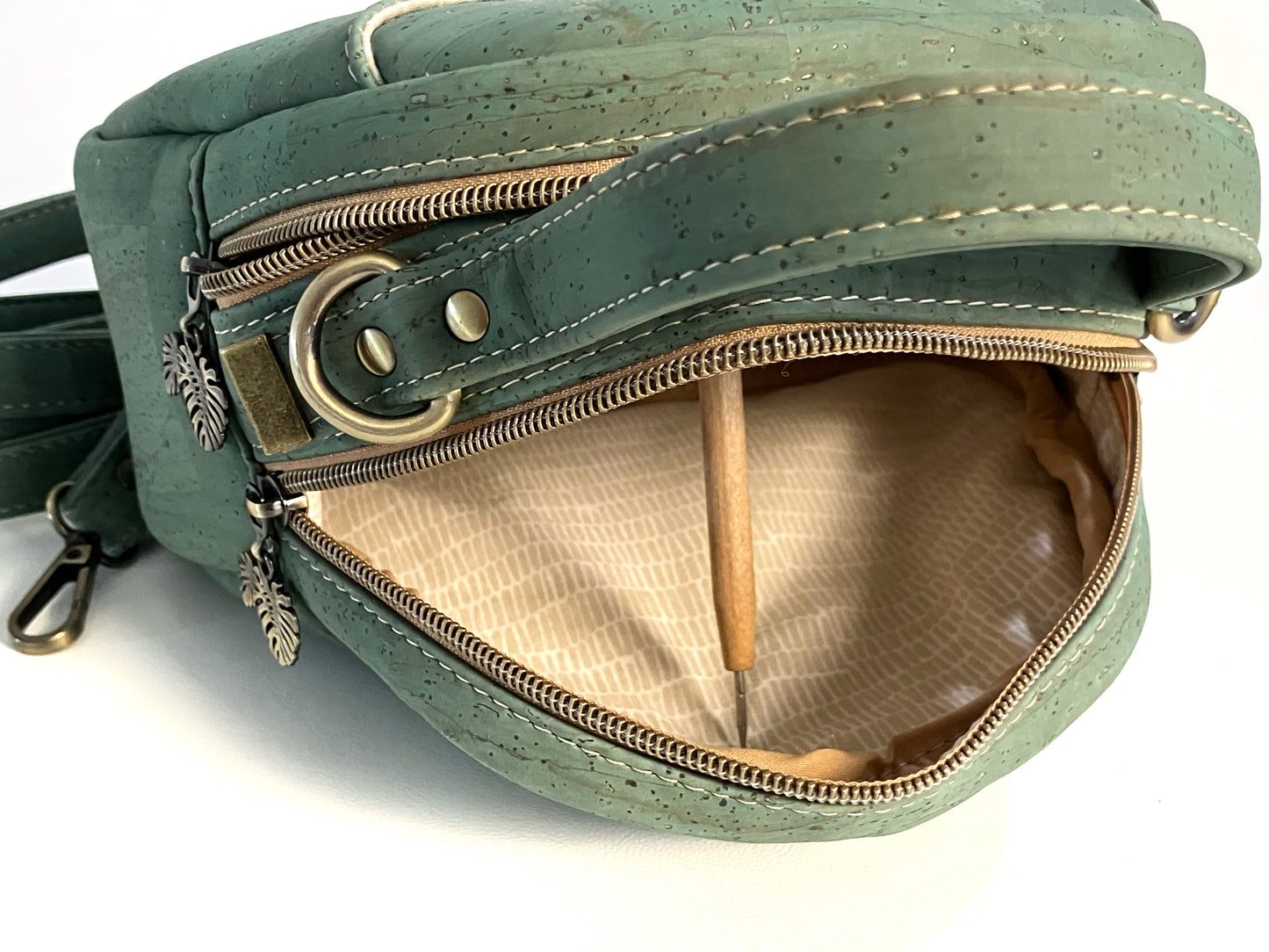 Mini Bowler Bag with Monstera Leaf Details
