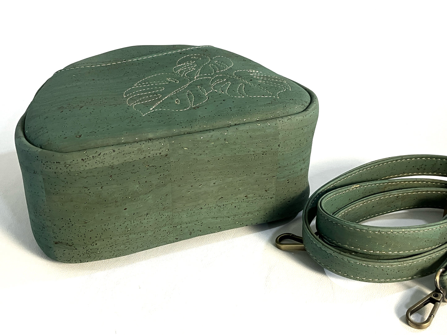 Mini Bowler Bag with Monstera Leaf Details
