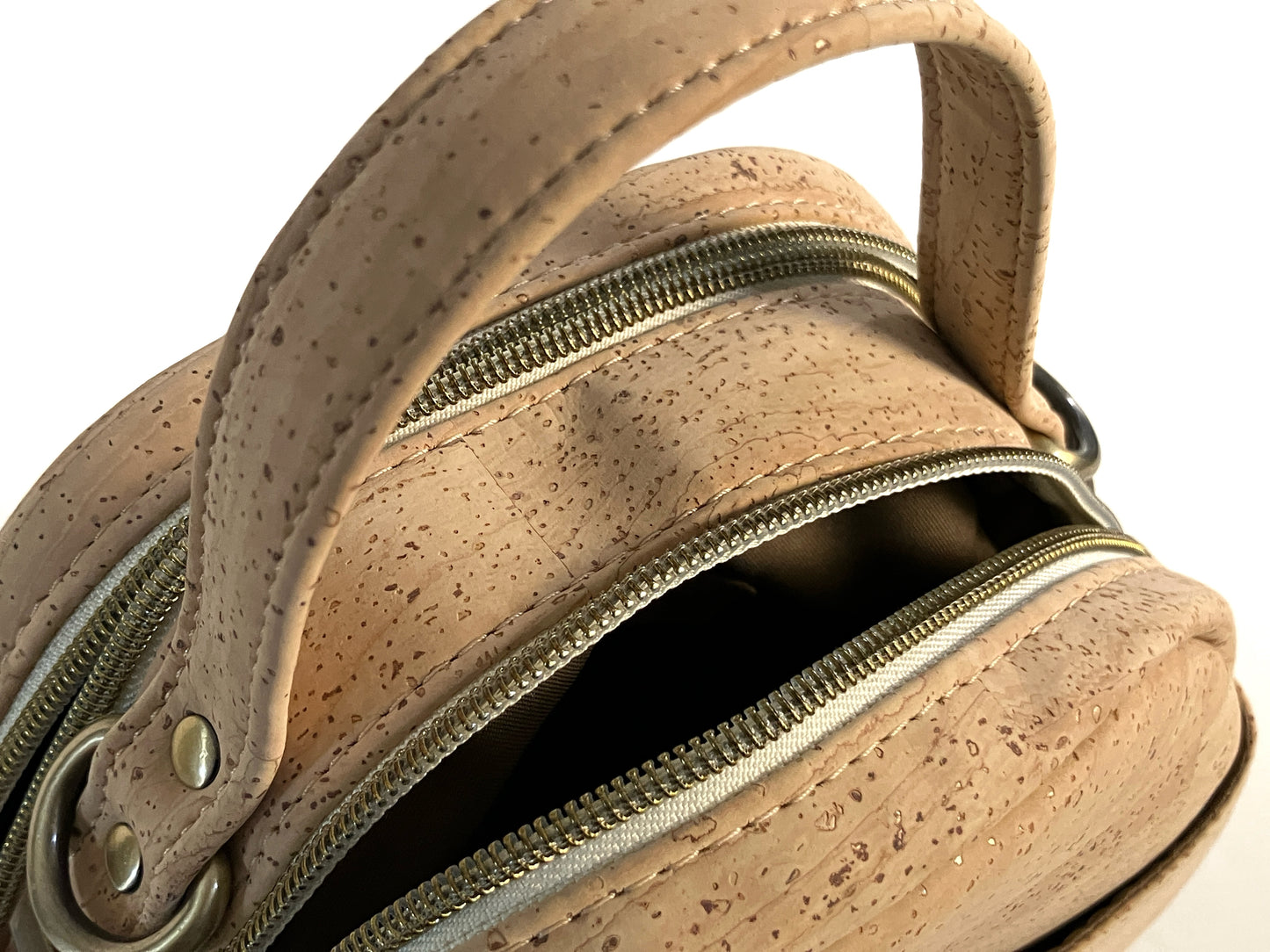 Natural Cork Mini Bowler Bag