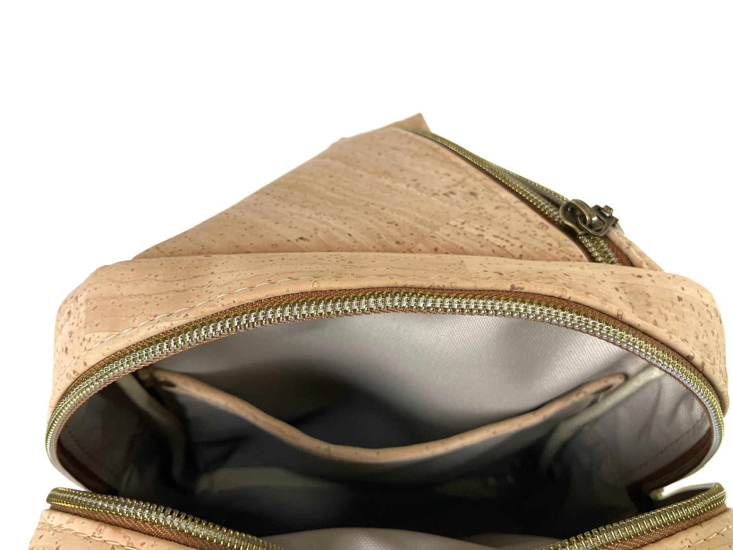 Natural Cork Sling Bag with Zipper Pockets
