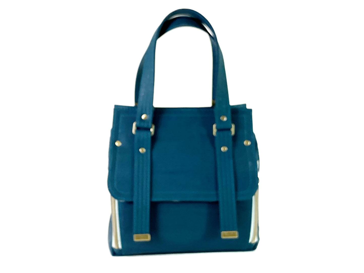 Deep Teal Cork Bag with Sea Turtle Details - Removable Crossbody Strap