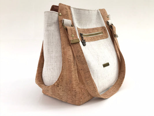 Classic coastal cork and natural weave handbag