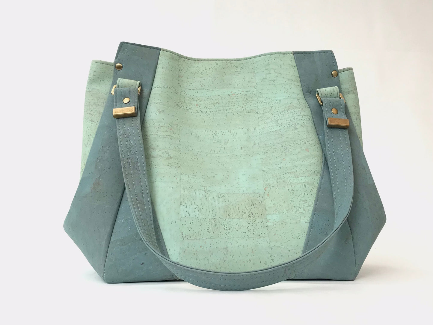 Coastal Cork Shoulder Bag in Sea Glass Blues and Greens