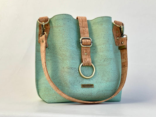 Slouchy Cork Handbag in Soft Beachy Colors