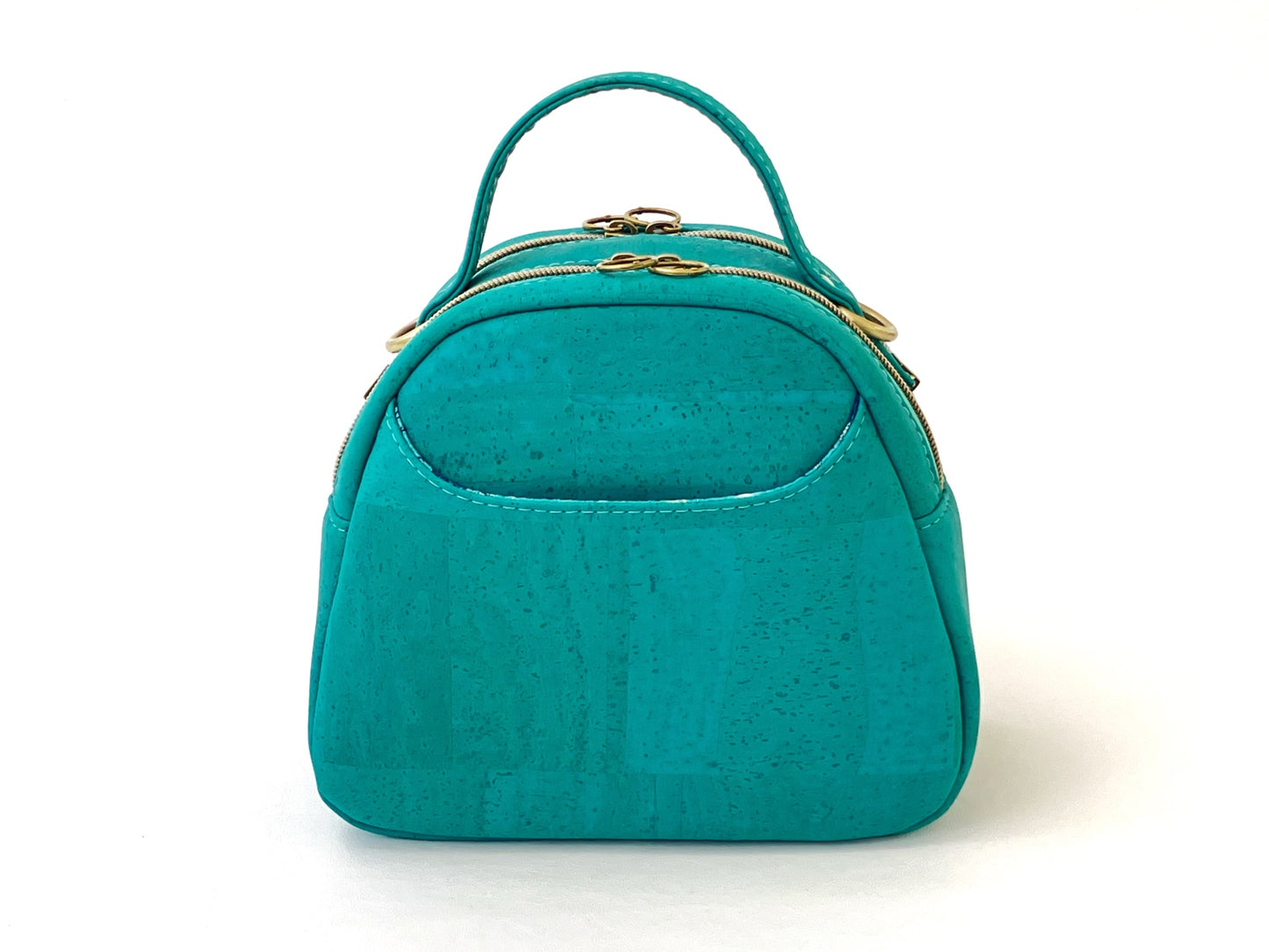 Mini Bowler Crossbody Bag in Turquoise Cork