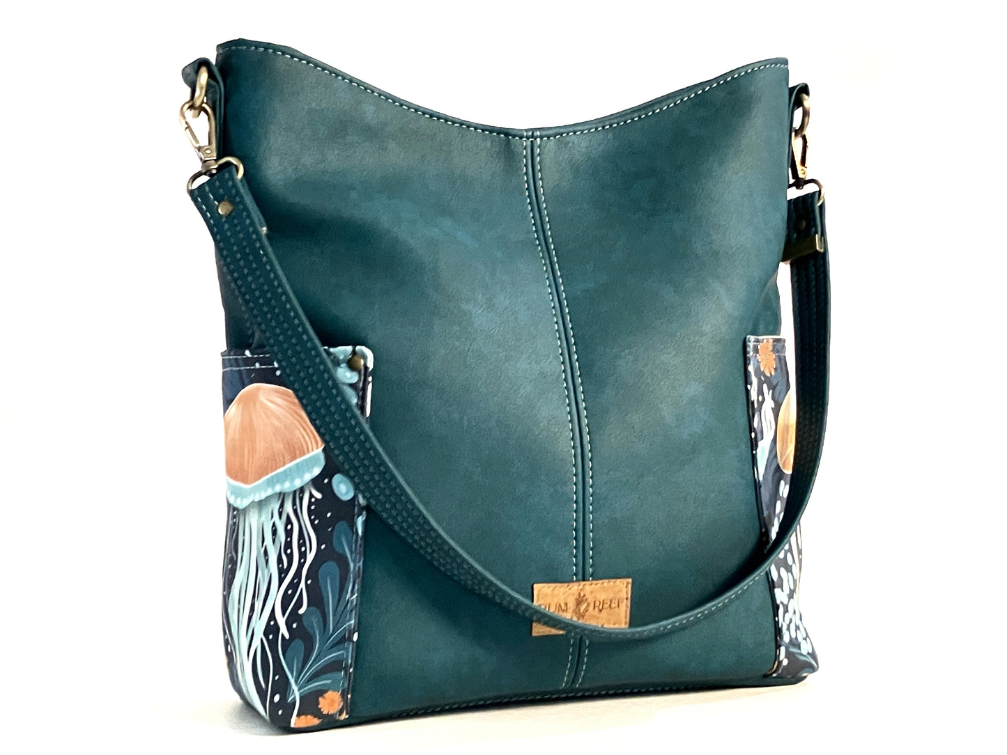 Teal Bucket Bag with Jellyfish