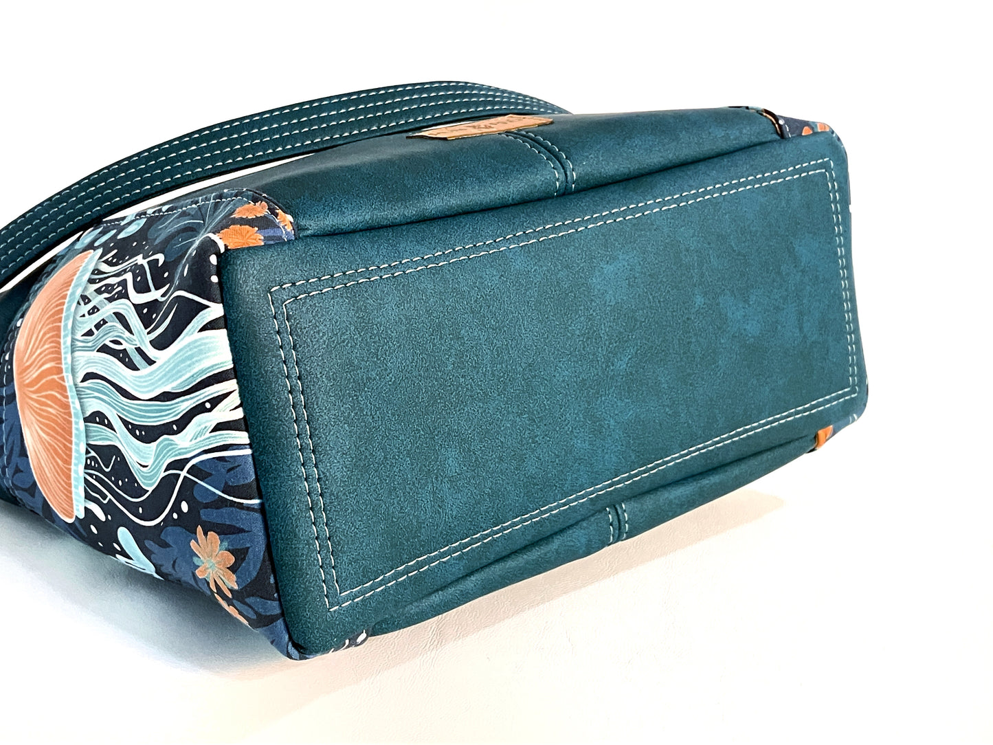 Teal Bucket Bag with Jellyfish