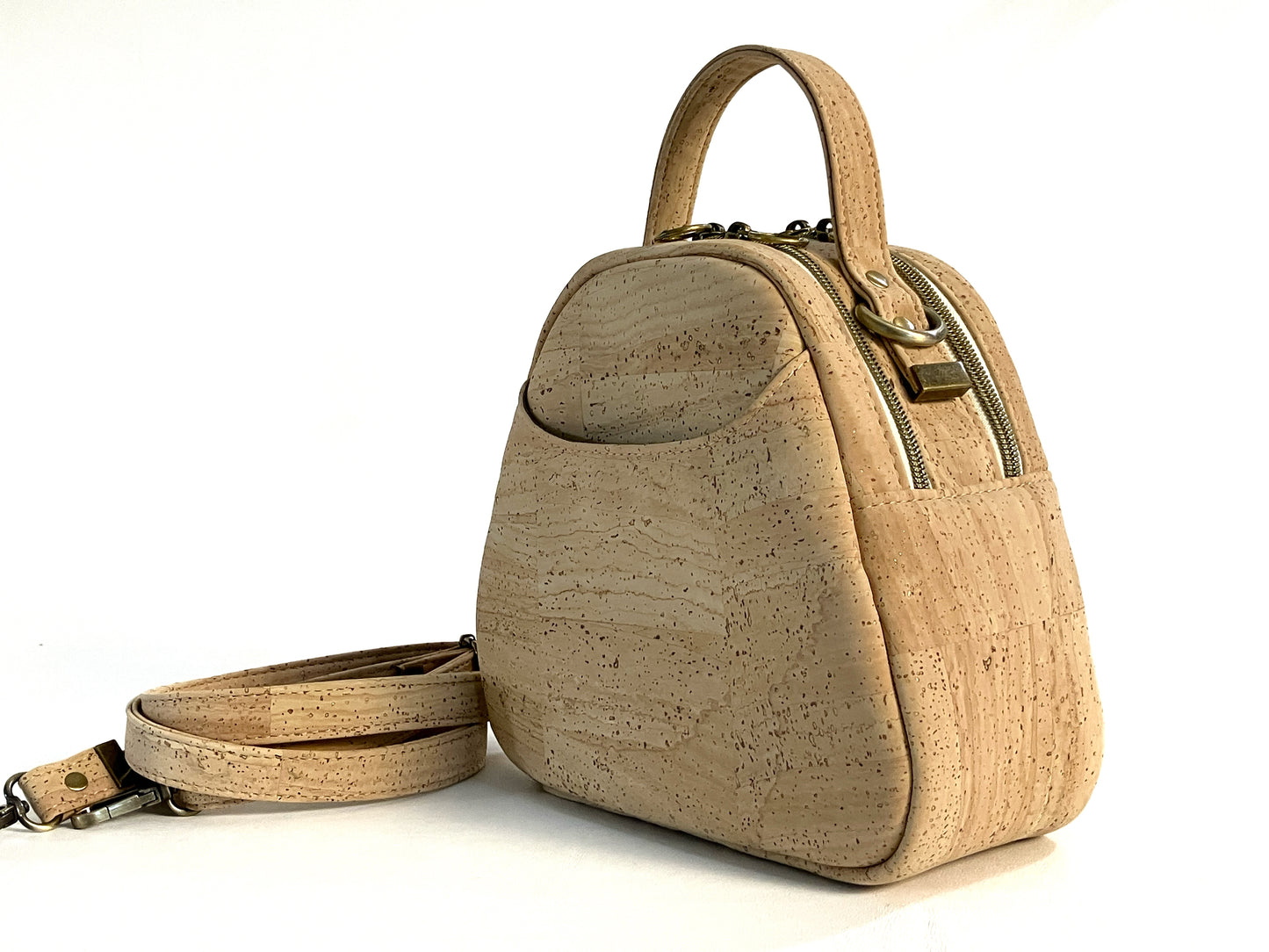 Natural Cork Mini Bowler Bag