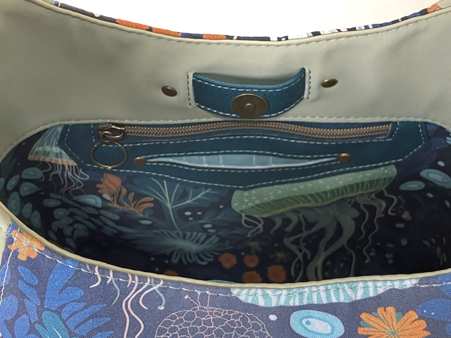 Large Jellyfish Handbag with Blue and Green Accents