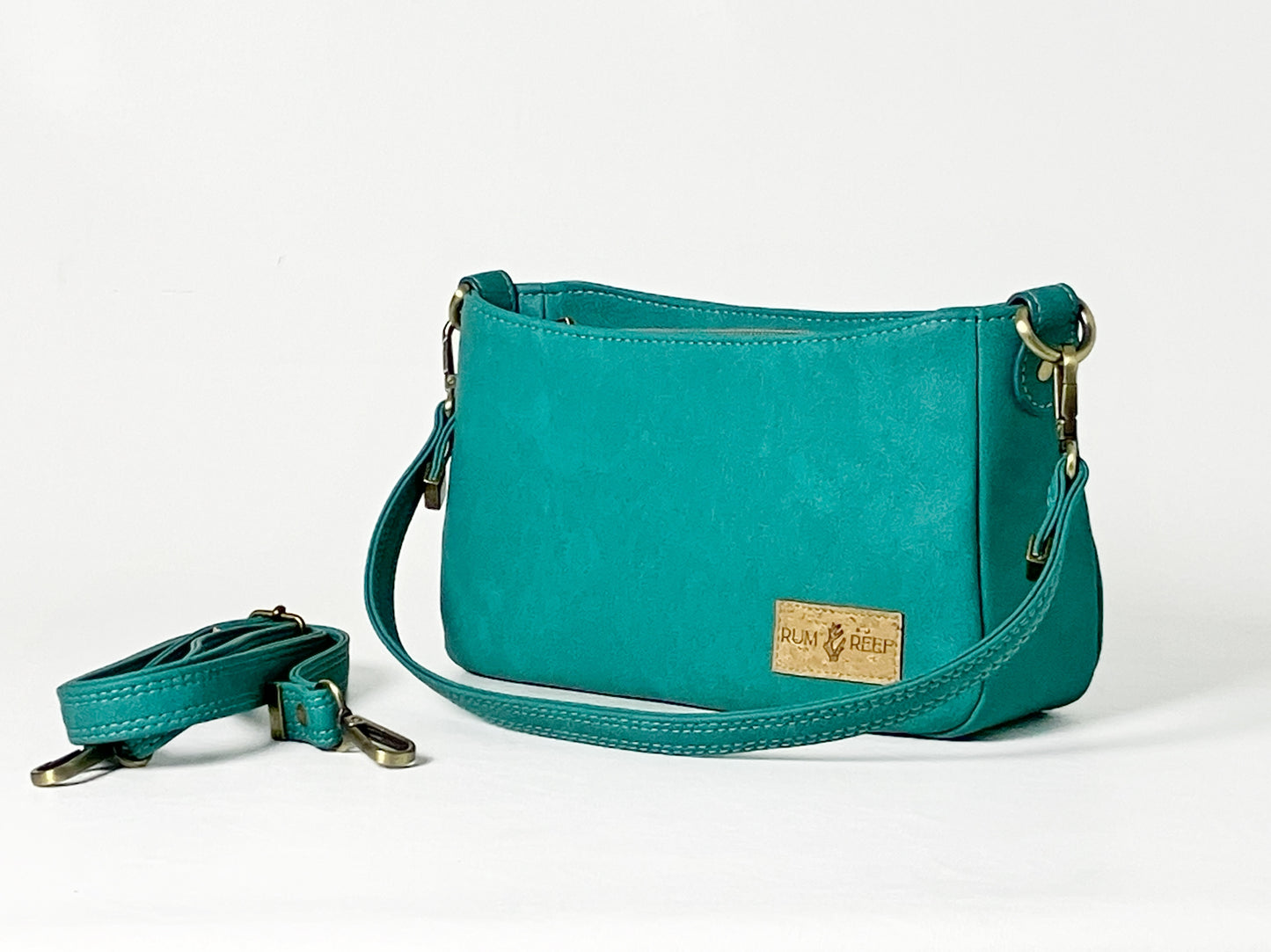 Small Crossbody / Shoulder Bag – Seaspray Teal – Octopus Lining