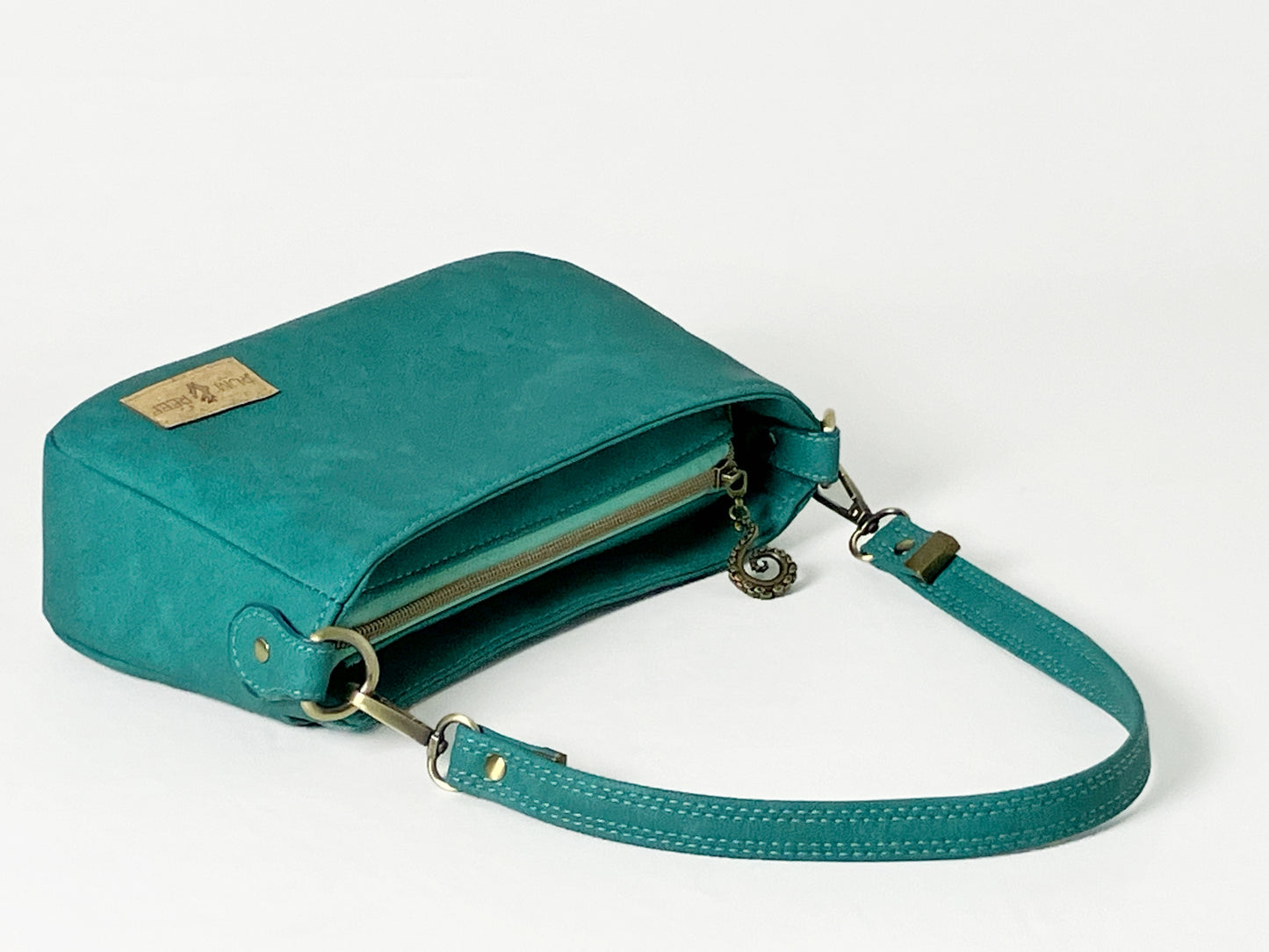 Small Crossbody / Shoulder Bag – Seaspray Teal – Octopus Lining