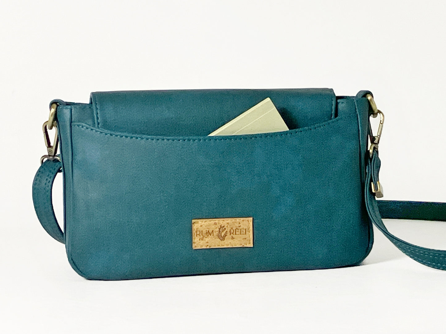 Dark Teal Messenger Crossbody – Whale and Ray Lining