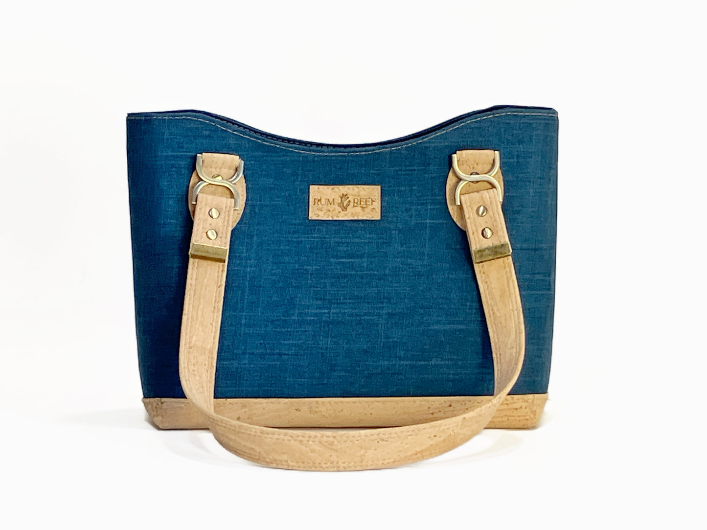 Navy and Natural Cork Handbag