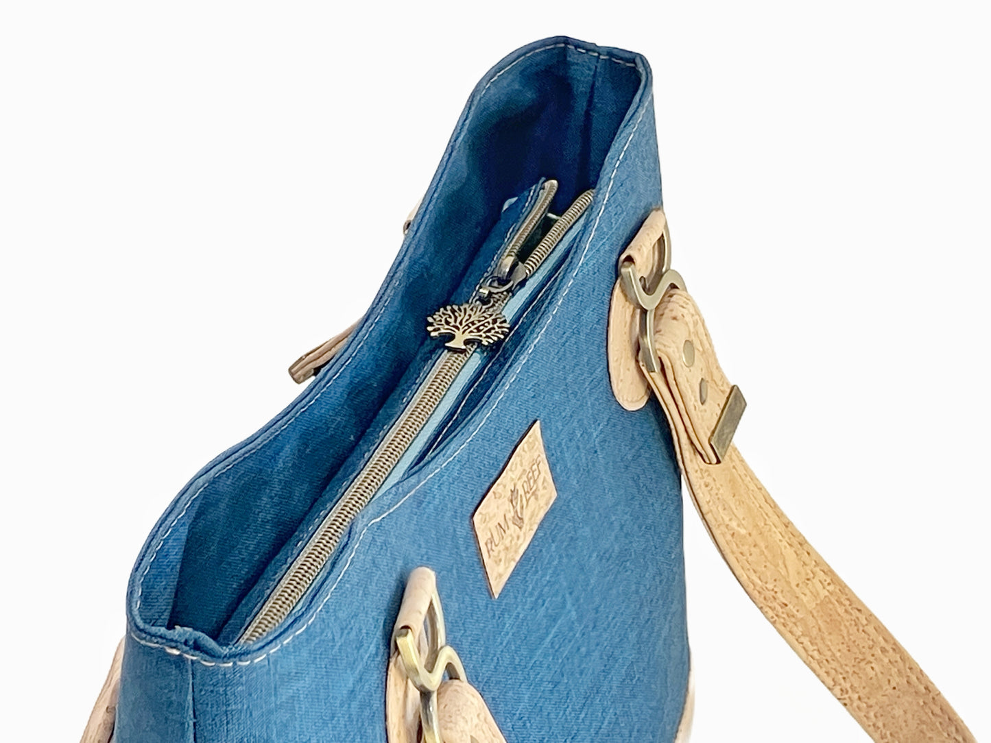 Navy and Natural Cork Handbag