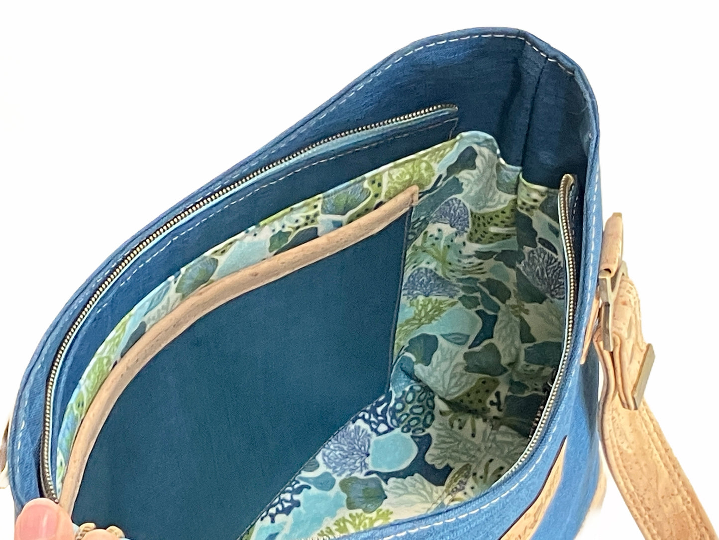 Navy and Natural Cork Handbag