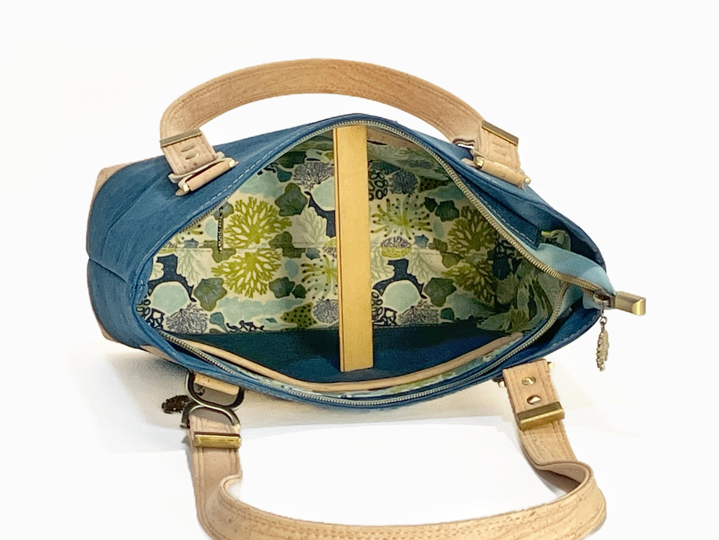 Navy and Natural Cork Handbag