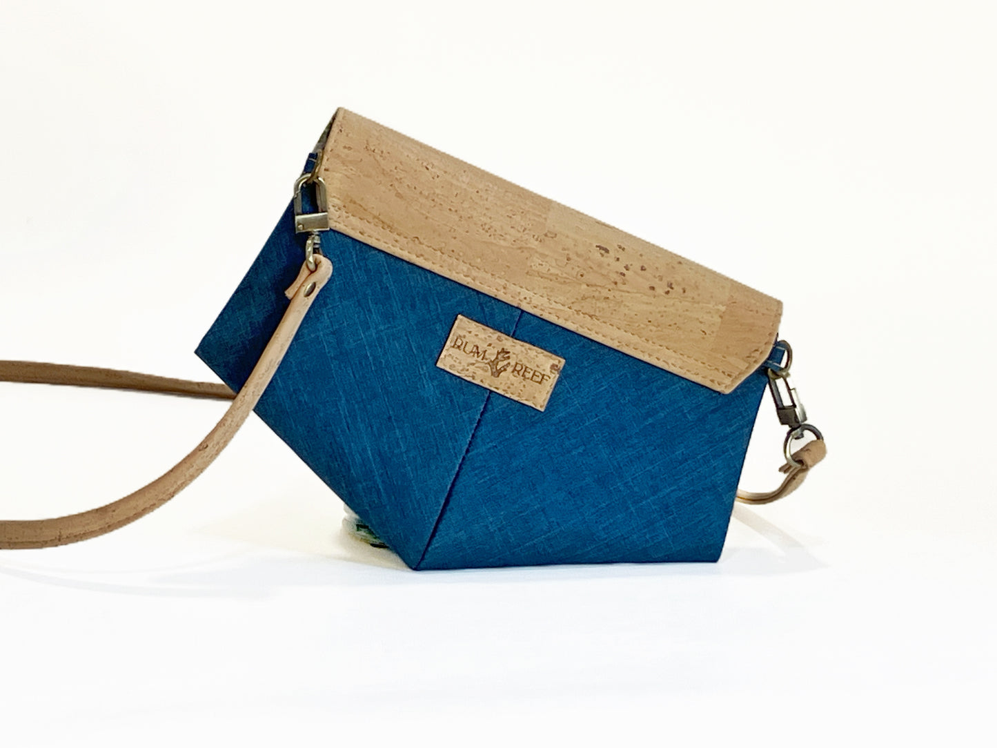Slim Cork and Canvas Crossbody with Sea Turtle Detail