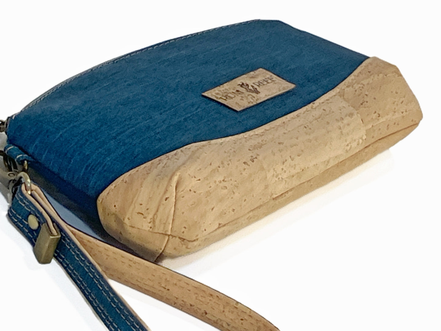 Wristlet in Navy and Cork