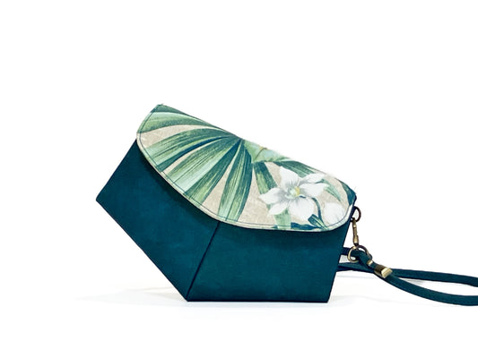 Slim Crossbody in Dark Teal and Tropical