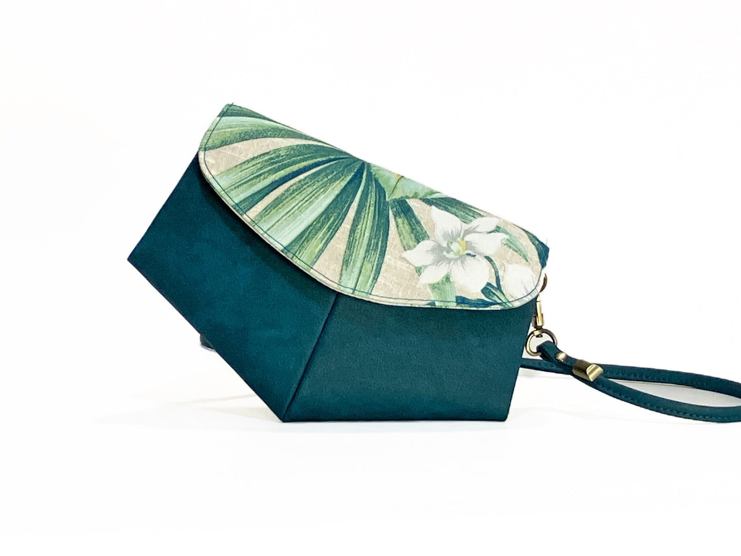 Slim Crossbody in Dark Teal and Tropical