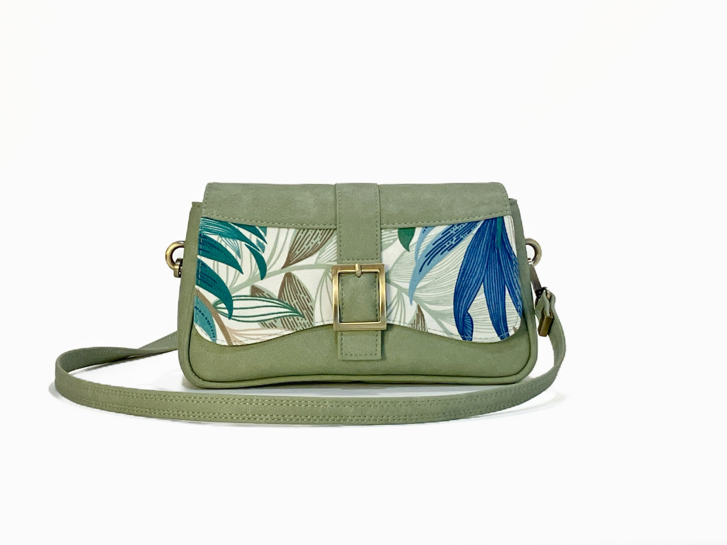 Medium Crossbody Bag with Flap in Soft Green and Palm